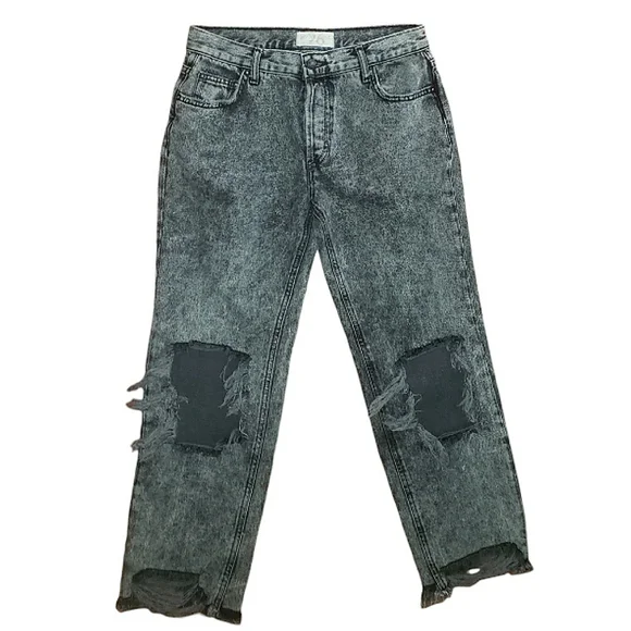 Free People We The Free Maggie Distressed Raw Hem Bottlerocket Mid-Rise Jeans 26 - Picture 3 of 16